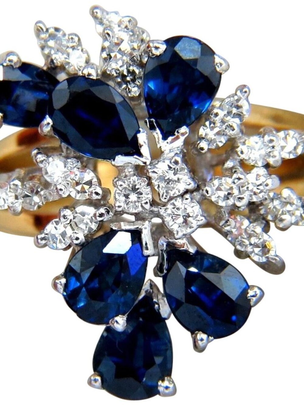 3.50 Carat Natural Sapphire Diamonds Cocktail Ring 14 Karat 48874*